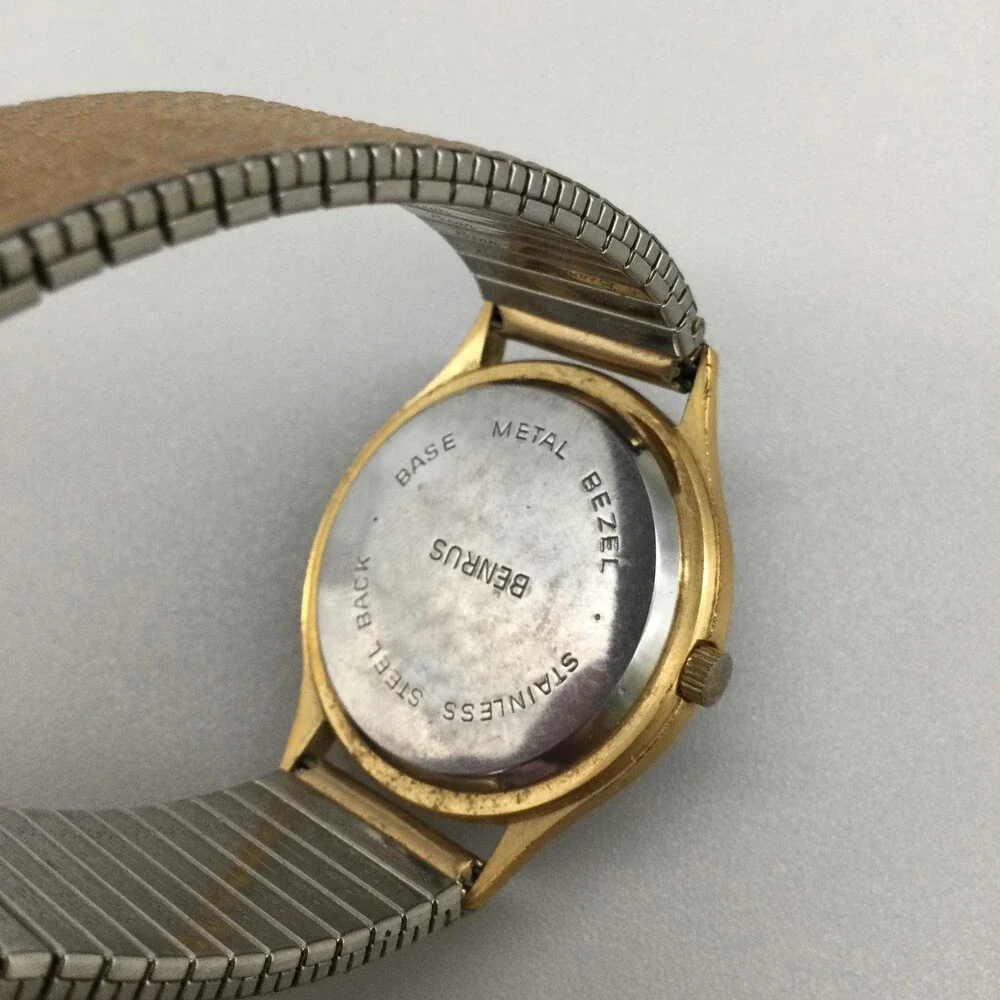 Vintage Benrus Citation Mens Watch 34mm Gold Tone 3 Star NOT RUNNING FOR PARTS